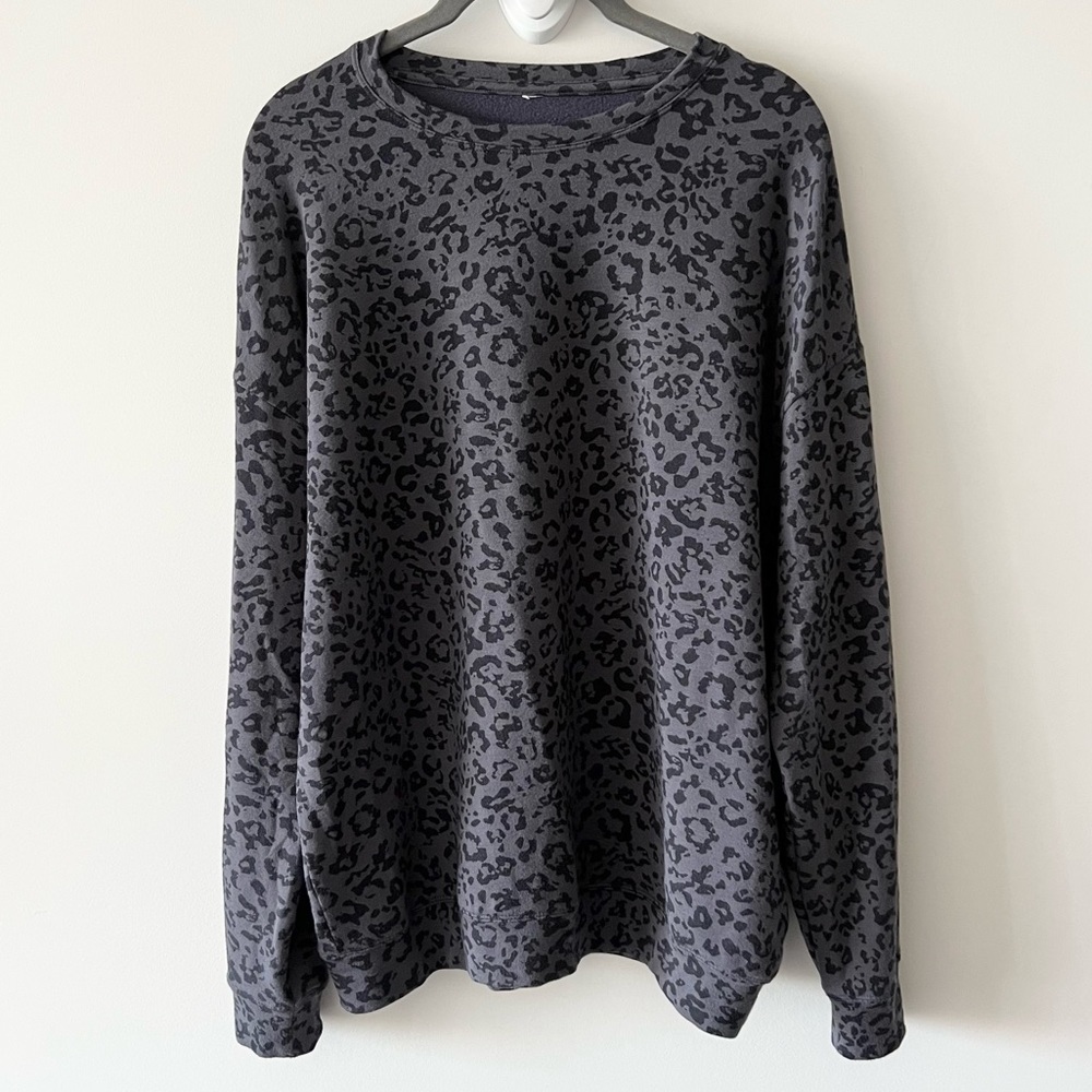 Athleta Animal Print Sweatshirt Soft Comfy Loungewear Modal G8